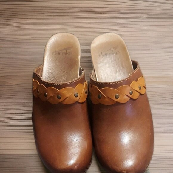Dankso Rach Braided Clog Heels Size 39 Brown Leather 1800767800 Dress Clogs - Picture 1 of 11